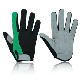 Swift Wear Cycling Gloves Men's - Full Finger Outdoor Cycle Mountain Bike Bicycle Running Riding Anti-slip Glove Sports Driving Hiking Climbing Camping MTB MBX (Large, Parrot Green)