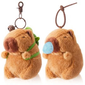 Ruzister 2 Pieces Capybara Plush Keychain Toys Realistic Capybara Cuddly Toys Capybara Charms for Backpack Birthday Gift
