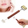 Face Massage Roller Copper Wooden Handle Promote Blood Circulation Double