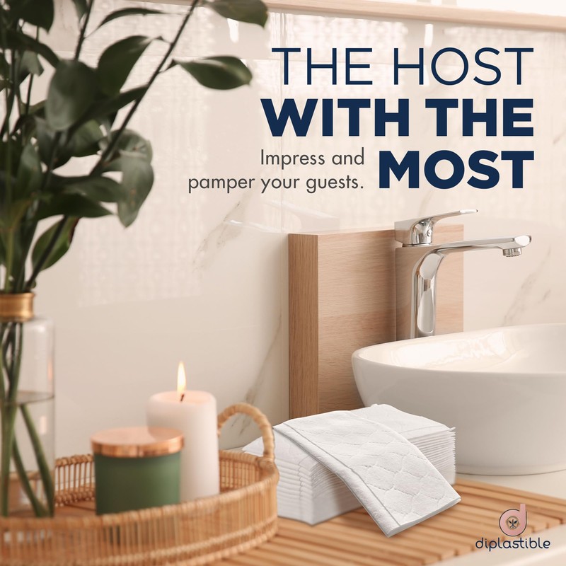 Disposable Guest Towels 200 Pack - White Napkins for Guest