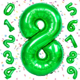 EXGOX Large Number Balloons, Green Birthday Number 8, Foil Balloons, 32 Inches, Happy Birthday, Party, Coming-of-Age Ceremony, School, Graduation, Anniversary, Celebration, Decoration