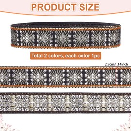 CRAFTYMELODY 10 Yards Jacquard Ribbon Trim 29mm Fabric Ribbons Ethnic Style Floral Pattern Vintage Embroidery Polyester Ribbons for Sewing Curtain DIY Clothing Garment Accessories Embellishment