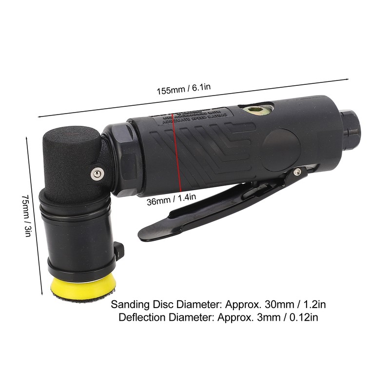 8500rpm Pneumatic Air Sanding Polisher 1/4in Inlet 30mm Sanding Disc