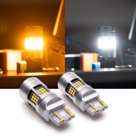 HYUGA 7443 7444 T20 LED Turn Signal Light Anti Hyper Flash CANBUS Error Free Switchback Dual Color Bulb White Amber | G54 Series (Pack of 2)