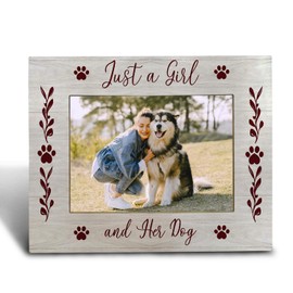 FHUGX Dog Mom Picture Frame 5x7 Inch,Dog Picture Frame,Just A Girl And Her Dog Wooden Photo Frame,Dog Mom Gifts For Women,Dog Mom Gifts For Women,Dog Mom's Picture Frame Gift,Dog Lovers Gift