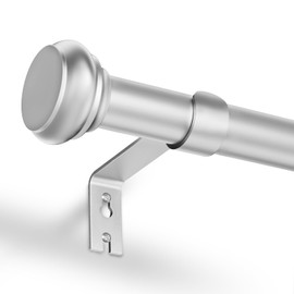 AUGOSTA Curtain Rods for Windows 48 to 84, 1 Inch Adjustable Heavy Duty Silver Curtain Rod with Brackets, 30"-90"