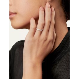 PYNZY Pearl Stackable Rings For Women, 925 Sterling Silver Cubic Zirconia Birthstone Eternity Ring Freshwater Culture Pearl Rings for Jewelry Gifts-6