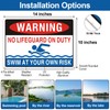 No Lifeguard On Duty Sign, (2 Pack) Swimming Pool Signs,
