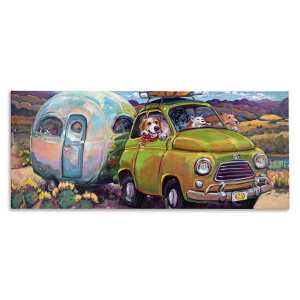 Stupell Industries Dogs Driving Camper Western Desert Adventure, Designed by