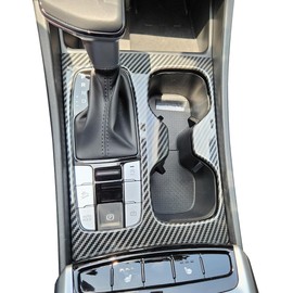 ruihe Carbon Fiber Pattern Car Gear Shift Knob Console Panel Trims Cup Holder Frame Cover Compatible with Fit for Hyundai Santa Cruz 2022 2023 2024
