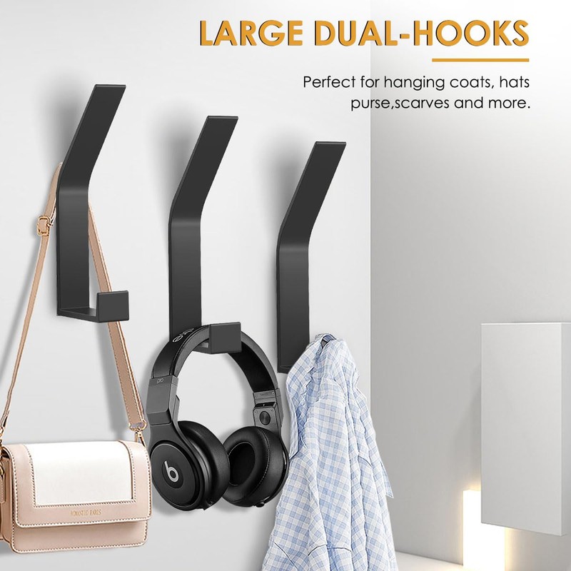 Pack of 6 Coat Hooks, Coat Hooks, Black Coat Hooks,