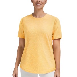 Zengjo Athletic Shirts Women Short Sleeve Loose Fit(Yellow,Medium)