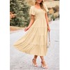 PRETTYGARDEN Women's Swiss Dot Boho Midi Dress Puff Sleeve Tiered