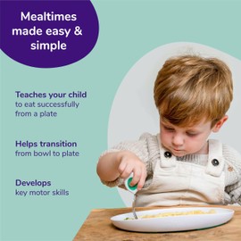 doddl Twin-Pack of The Toddler Plate (2 Plates) - Baby-Led Weaning Plate with Non-Slip Base, Baby Self-Feeding, Baby Feeding Essentials, Dishwasher-Safe, BPA-Free. Aqua