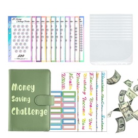 Money Saving Challenge Book - 100 Savings Challenge Binder, 6 PU Leather Binder for Kids, Adults, Women, Men, Students