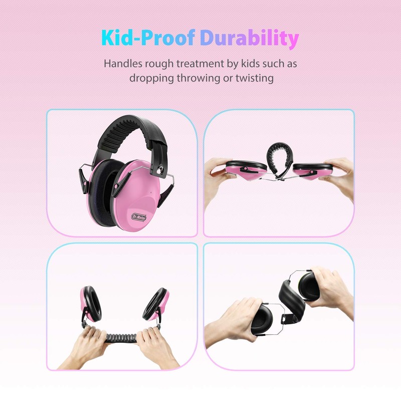 Dr.meter Ear Muffs for Noise Reduction, Pink+Black & Orange