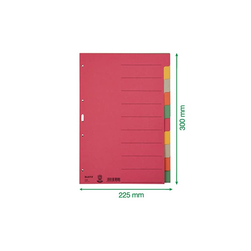 Esselte Leitz Cardboard Index Blank A4 Cardboard 10 Sheets Coloured