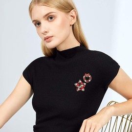 Gleamart 3Pcs Vintage Christmas Brooch Pin Set Gifts for Women Including Jingle Bells Wreath Star Brooches