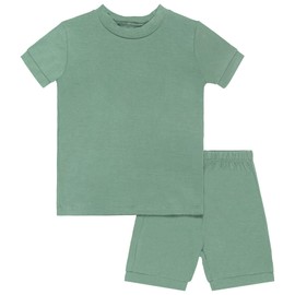 GUISBY Rayon Made from Bamboo Baby Toddler Kids Short Sleeve Top and Shorts Sets Pajamas for Boy Girl Green 5 Years