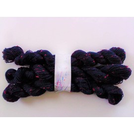 Three Pack Dark Blue with Cherry Wool Slubs Sock Yarn