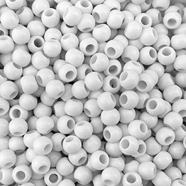 1000 cuentas redondas de acrílico blanco de 6 mm de diámetro con agujero grande de 2,9 mm
