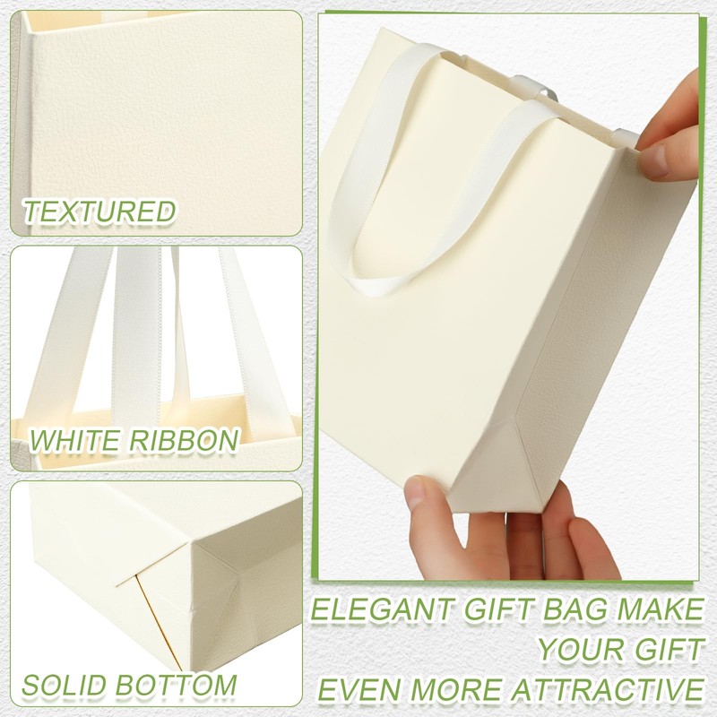 Gilprop 50 Pcs Beige Wedding Mini Gift Bags with Ribbon
