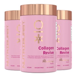 Nutriburst - Vegan Collagen Revive Gummies Multipack - Biotin (50µg) Hyaluronic Acid (100mg) + Vitamin C (80mg) - Support Natural Collagen Production, Healthy Hair, Nails & Bones - 3 Month Supply