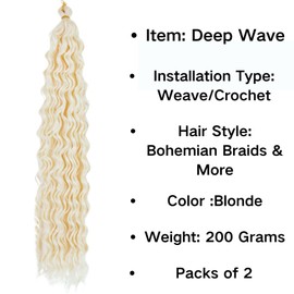 Blonde Deep Wave Crochet Hair for Boho Braiding Hair