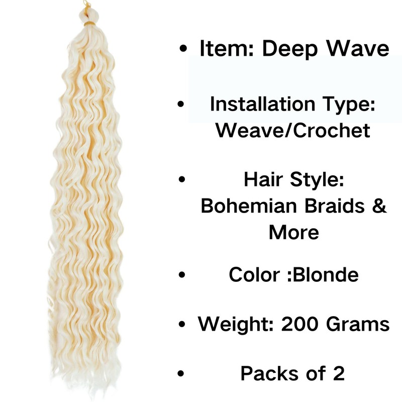Blonde Deep Wave Crochet Hair for Boho Braiding Hair