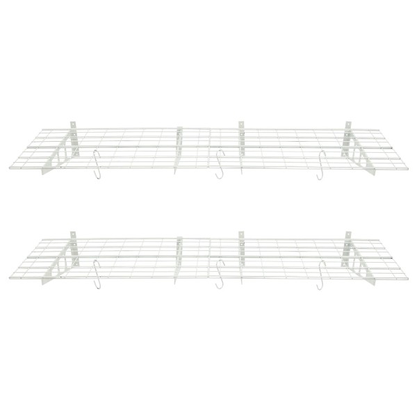 Unbrand 2PACKS 400LBS Garage Shelving with Hooks, Garage Storage Rack,