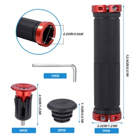 2Pcs Bike Handlebar Grips, Mountain Bike Grips, Non-Slip Rubber Mountain Bike Grip with Aluminum Lock, Professional Double Lock for BMX Grips and MTB Grips, for Foldable Pit Bike Urban Bicycles