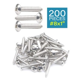 IMSCREWS 200PCS Truss Head Phillips Self Tapping Sheet Metal Screws - #8 x 1 Inch Stainless Steel Wood Screws for Woodworking Projects - Durable Fasteners for DIY, Home Improvement, and Construction
