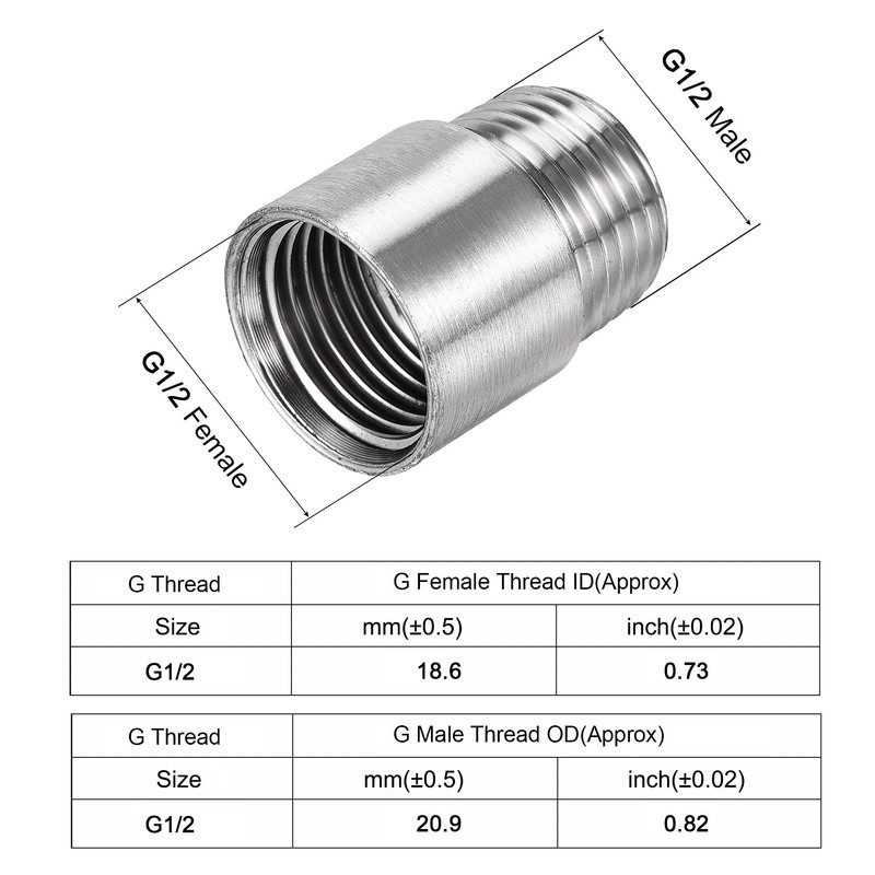 uxcell Shower Head Extension Arm Stainless Steel 1/2PT Male to
