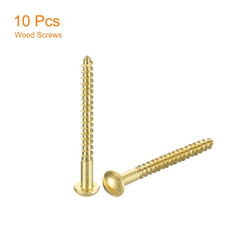sourcing map Wood Screws M5 x 60mm Slotted Round Head
