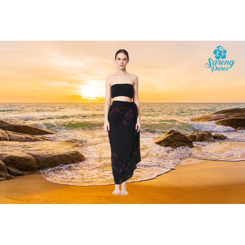 Ciffre Sarong Pareo Wrap Skirt Beach Towel Cloth Opaque Embroidery,