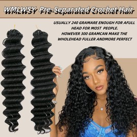 Feather Crochet Hair Extensions Pre Looped Crochet Human Hair Curly For Black Women Pre Separated Knotless Deep Wave 20inch 120g
