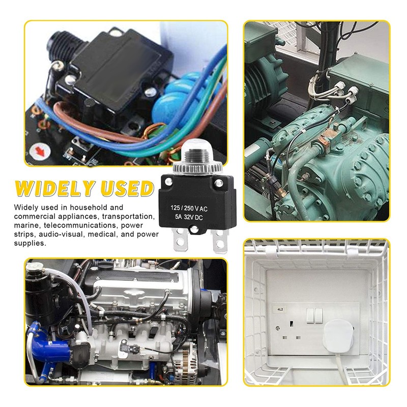 5A Thermal Circuit Breaker with Quick Connect Terminals Waterproof Cap