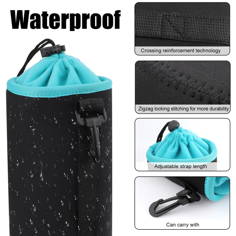 4Pcs Camera Lens Case Bag,4 Sizes Blue Water Resistant Protective
