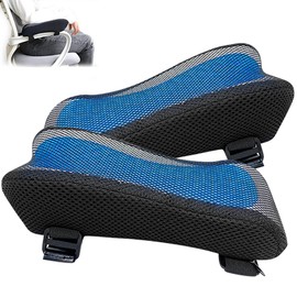 Reposabrazos Ergonómicos para Silla de Oficina con Gel Refrescante Juego de 2 Reposabrazos con Almohadillas para Orejas de Espuma Viscoelástica Cojín Alivio de Presión de Codo Antebrazo Funda de Malla