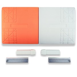 Cannon Sports Double First Base for Baseball Softball - Durable Molded Rubber In-Ground Base (30" x 15" x 3") – Orange White Double First Base with Non-Slip Top for Enhanced Grip and Player Safety