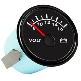 BLUERICE 52mm Digital Voltmeter Universal Voltage Meter Volt Gauge for Motorcycle Marine Boat Car Truck 8-16V Waterproof with Red Backlight Waterproof