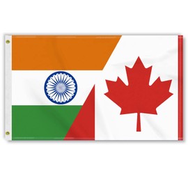 3×5 FT Canada India Flag, Large 100D Canadian Indian Friendship National Outdoor Banner,Hindu Doube Side Printing Decor For Patio Garden With Brass Gromment