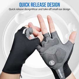 VigorGlove Bike Cycling Gloves Fingerless Gloves for Men Women Breathable Anti-Slip Bicycle Gloves for Gym Weight Lifting Workout Outdoor Sports Kayak-Black-M