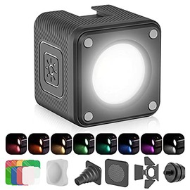 ULANZI - Iluminación de video LED Kit de luces de cámara impermeable IP68 Mini Cubo con 8 filtros de gel de color, luz de fotografía portátil regulable 5500K CRI95+ para cámara DSLR Sony Canon Nikon