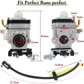 BOVZOR Carburetor Kit for 52CC 2HP Engines - Complete with Gasket, Primer Bulbs, Spark Plug & Fuel Line, Compatible with Earth Augers & Power Tools (1-Year Warranty)