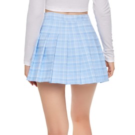 SweatyRocks - Minifalda plisada de cintura alta para mujer, 2-Azul, XS