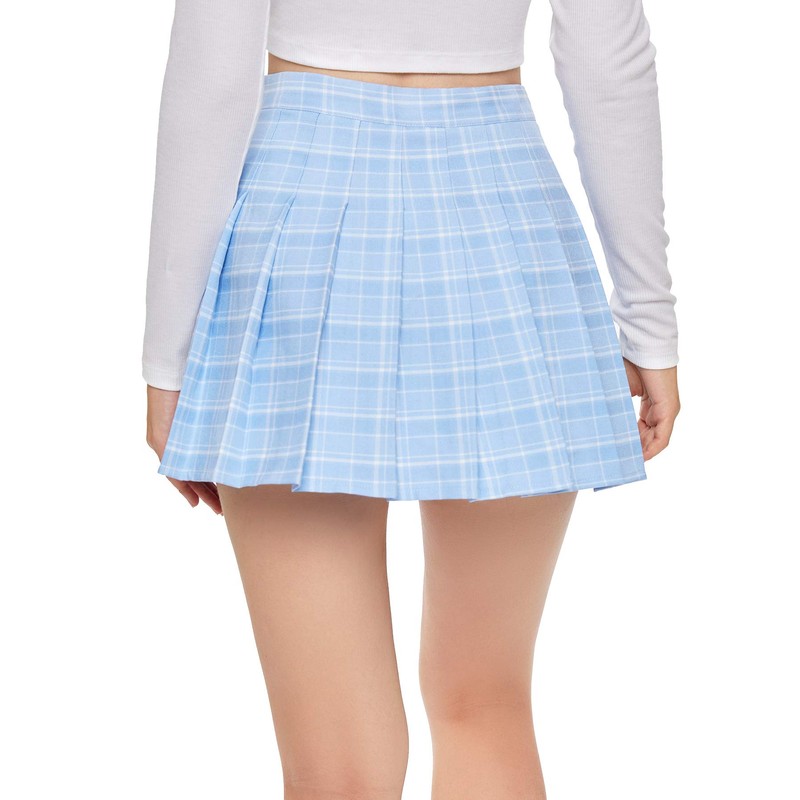 SweatyRocks - Minifalda plisada de cintura alta para mujer, 2-Azul,