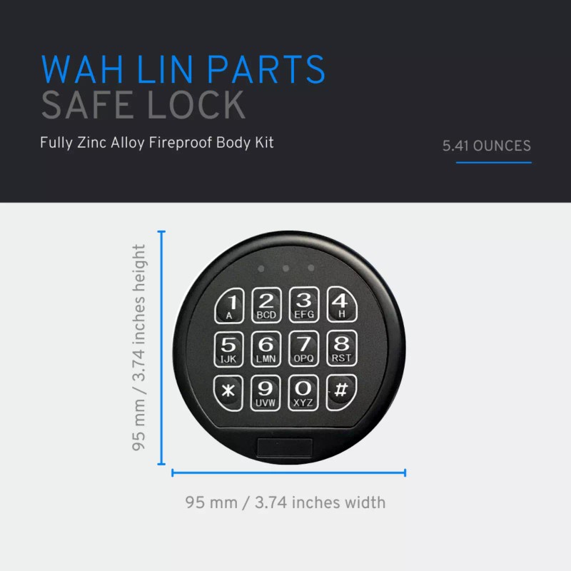 WAH LIN PARTS Gun Safe Lock Replacement Black Keypad with