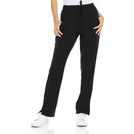 MediChic Miny Womens Scrubs 4-Way Anti-Wrinkle Stretch Straight Leg Six Pocket Pants with Cargo Pockets Black