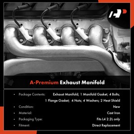 A-Premium Exhaust Manifold W/Gasket, Bolt, Nut, Washers & Heat Shields Compatible with Jeep Compass/Patriot 2007-2017 & Dodge Journey 2009-2020, Avenger 2008-2014, Caliber & Chrysler 200, Sebring